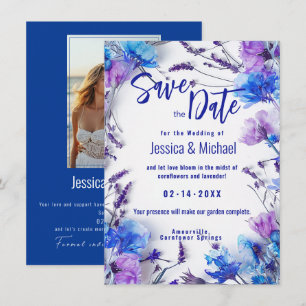 Mit Foto Cornblumen und Lavendel Elegance Save The Date