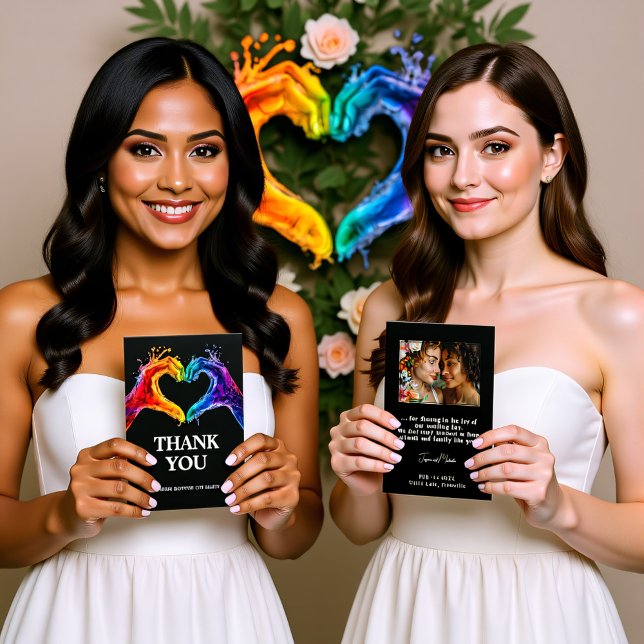 🌈 ❤️ mit Foto Herz der Hochzeit Dankeskarte (With Photo Heart of Pride wedding Thank You Card)