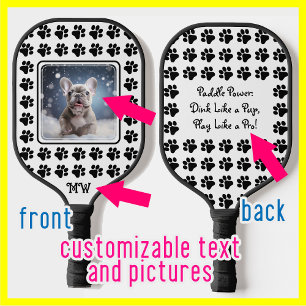 Mit Foto, Initialen und Text Paw-some Pickleball Schläger