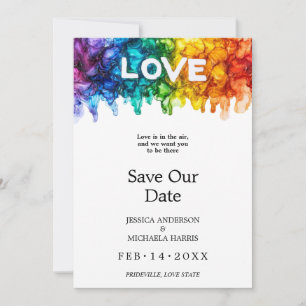 🌈 🐦 Mit Foto LGBTQ Mit Liebe gemalte Hochzeit Save The Date