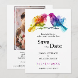 Mit Foto LGBTQ+ Rainbow Lovebirts Save The Date