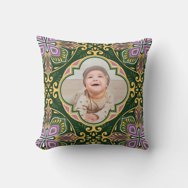 Mit Foto Olive und Lavendel Azulejos Wurmpille Kissen (Vorderseite)