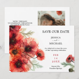 Mit Foto Scarlet Petal Serenade Save the Date ca Einladung