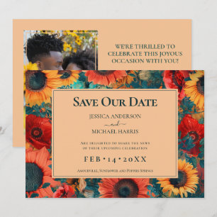 Mit Foto 🌻 Sonnenblumen und Mohnreverie Save The Date