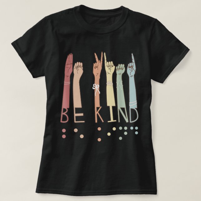 Mit freundlichem Zeichen in Braille-Sprache visuel T-Shirt (Design vorne)