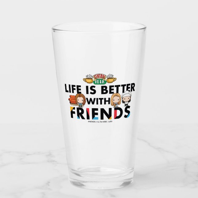 Mit FRIENDS™ Chibi Kunst ist das Leben besser Glas (Vorderseite)