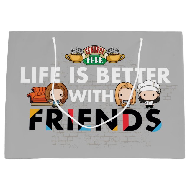 Mit FRIENDS™ Chibi Kunst ist das Leben besser Große Geschenktüte (Vorderseite)