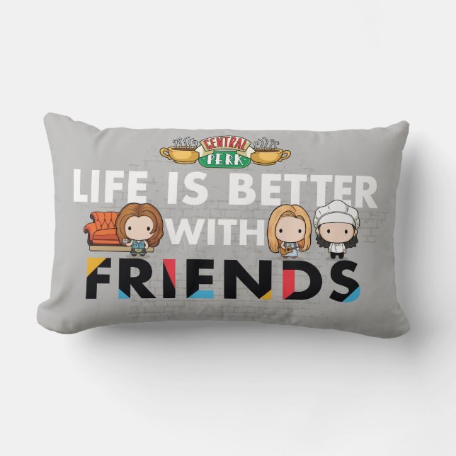Mit FRIENDS™ Chibi Kunst ist das Leben besser Lendenkissen (Vorderseite)