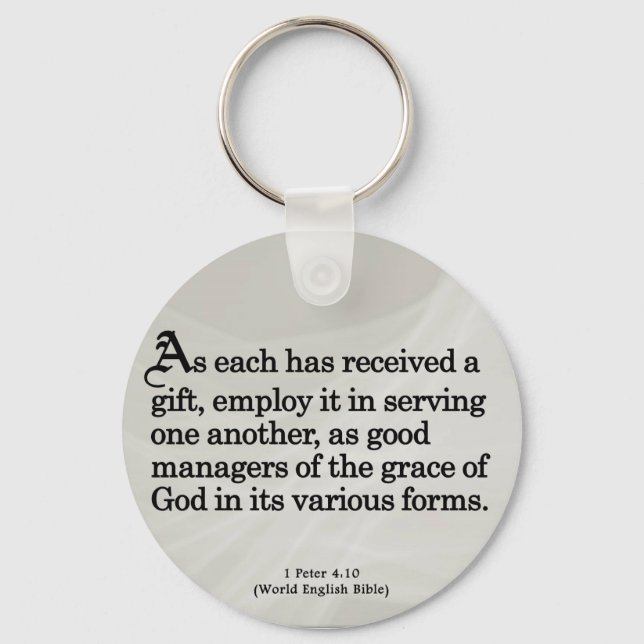 Mit Geschenken Gottes 1 Peter 4:10 Schlüsselanhänger (Vorderseite)