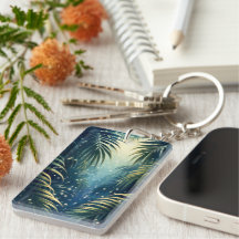 Mit Glühwürchen gesprenkelte Palmwedel, Mondlicht,