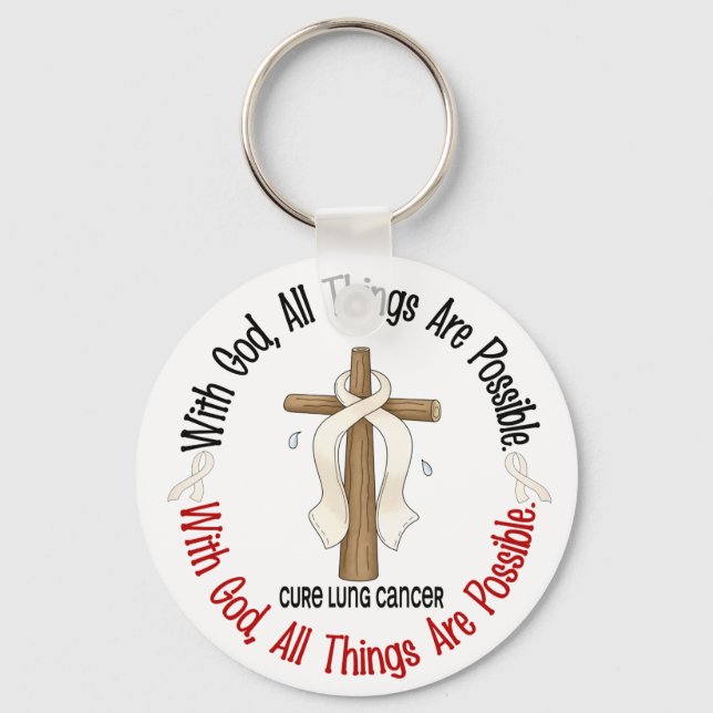 MIT GOD CROSS Lungenkrebs T - Shirt & Geschenke Schlüsselanhänger (Vorderseite)