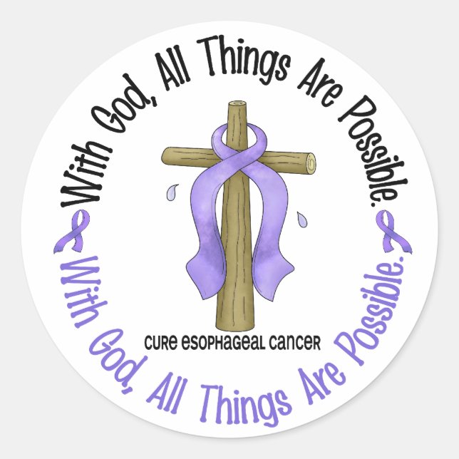 MIT GOD CROSS Ösophaguskrebs T - Shirt & Geschenke Runder Aufkleber (Vorderseite)