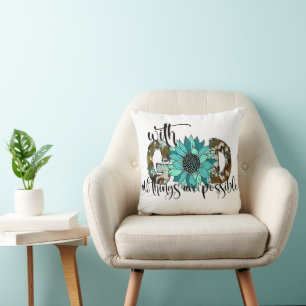 Mit Gott florales Design Kissen