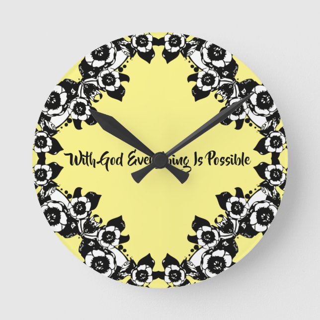 Mit Gott ist alles möglich Bio-Zitate Runde Wanduhr (Vorderseite)