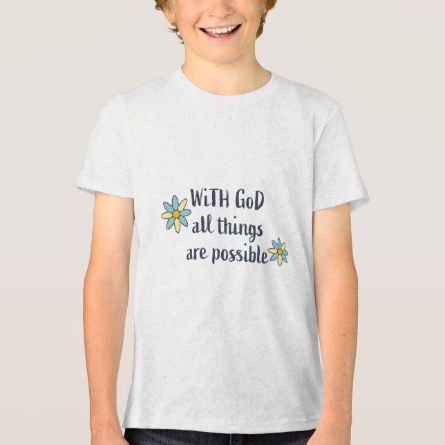 Mit Gott ist alles möglich - Christlich Tri-Blend Shirt (Vorderseite)