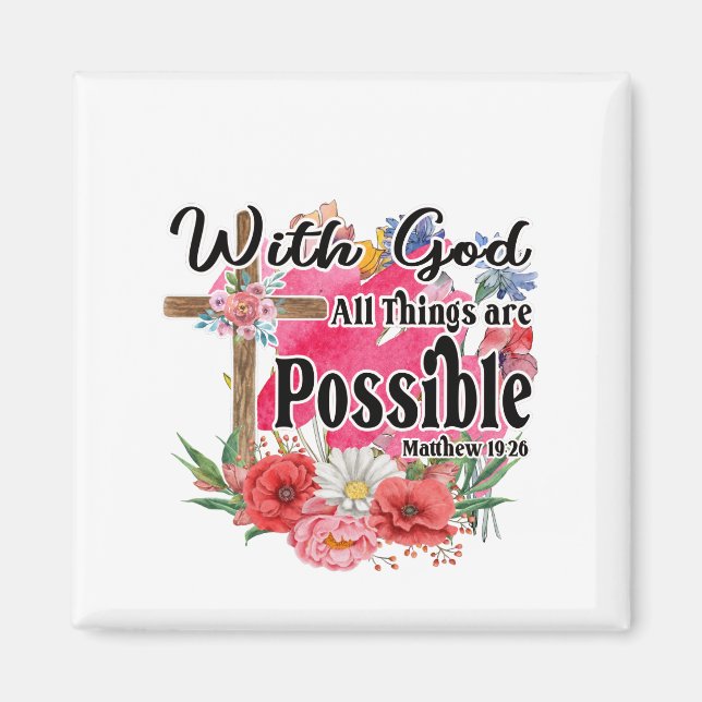 Mit Gott ist alles möglich Christliche Bibel Magnet (Vorne)