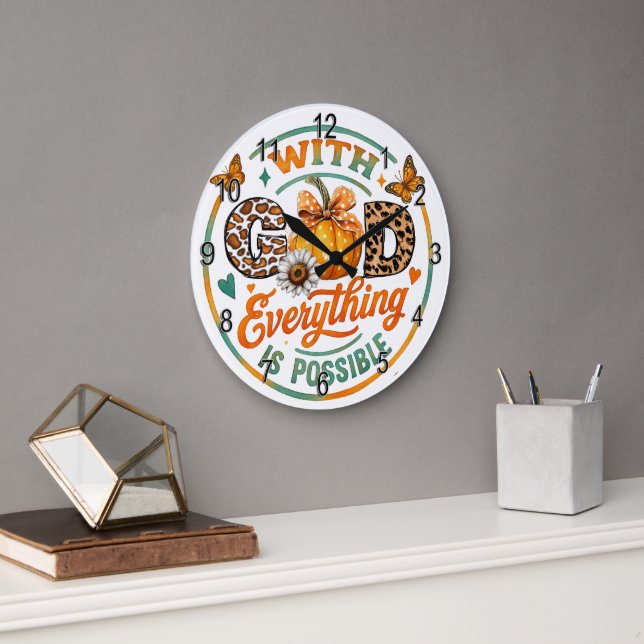 Mit Gott ist alles möglich Große Wanduhr (Büro)