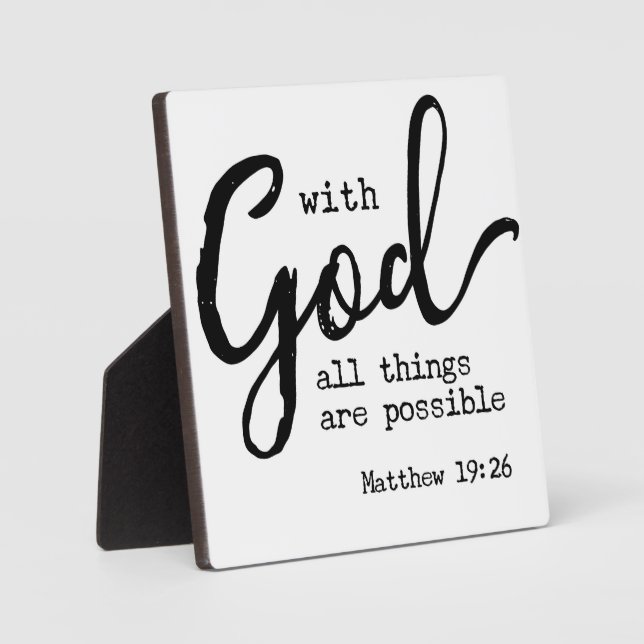 Mit Gott ist alles möglich Matthew 19:26 Fotoplatte (Vorderseite)