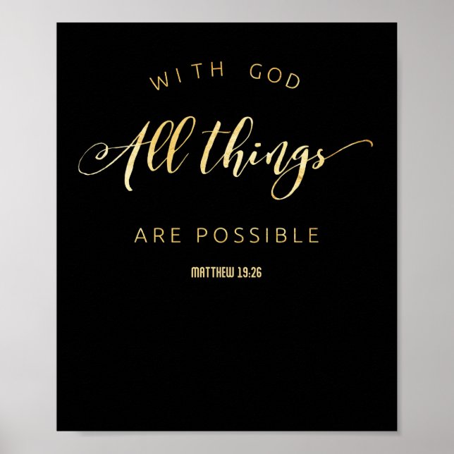 Mit Gott ist alles möglich Matthew 19:26 Poster (Vorne)