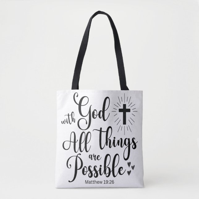 Mit Gott ist alles möglich - Matthew 19:26 Tasche (Vorderseite)