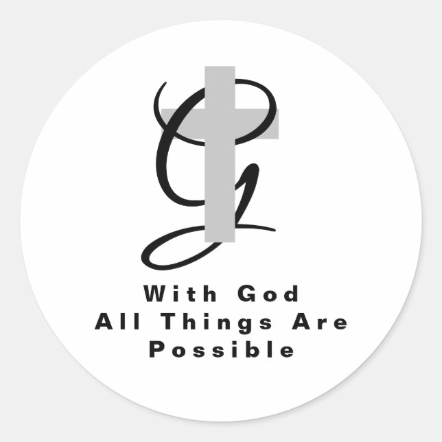 Mit Gott ist alles möglich religiöses Zitat Runder Aufkleber (Vorderseite)