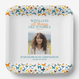 Mit Gott ist alles möglich Schmetterling Grad Pappteller