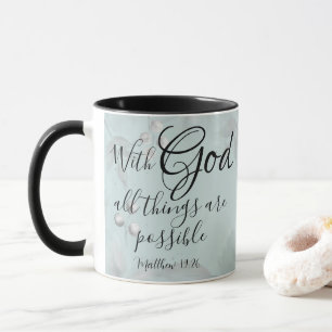 Mit Gott sind alle Dinge möglich blaugrüne Blüte Tasse