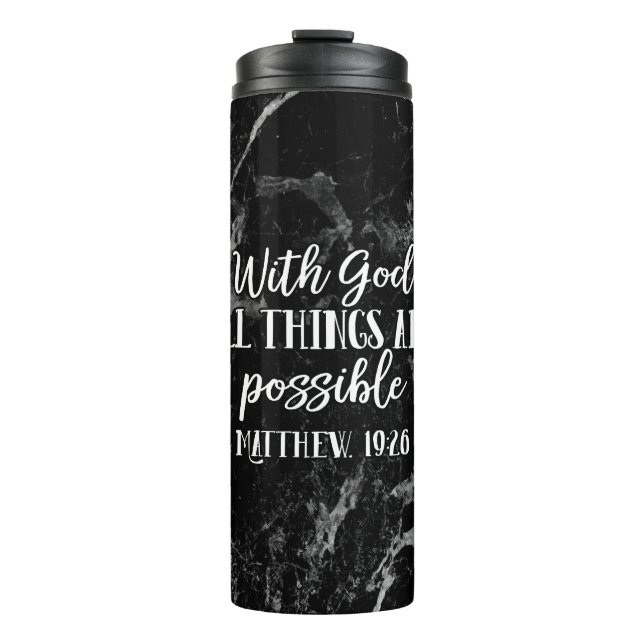 Mit Gott sind alle Sachen mögliche christliche Thermosbecher (Vorderseite)