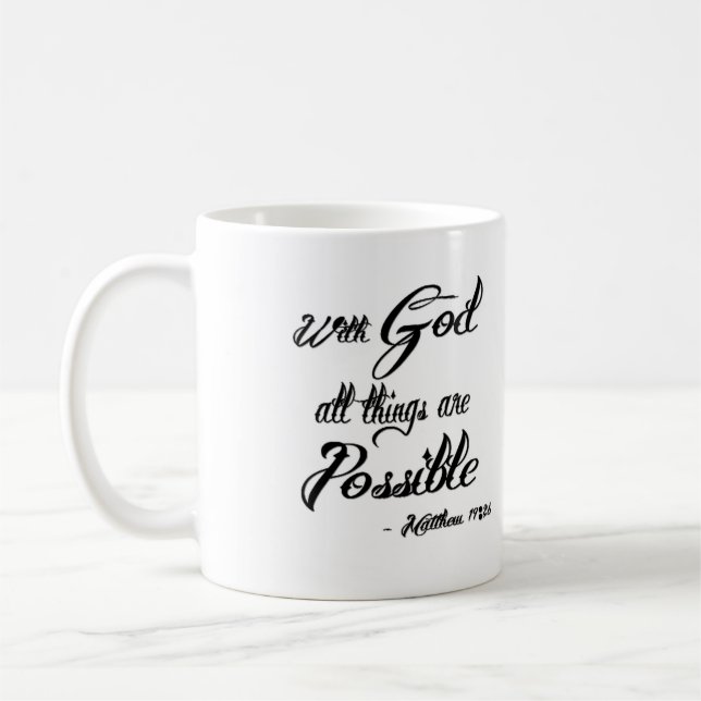 Mit Gott sind alle Sachen mögliche Tasse (Links)