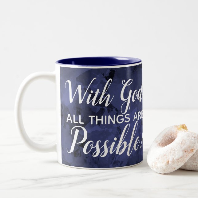 Mit Gott sind alle Sachen möglicher christlicher Zweifarbige Tasse (Mit Donut)