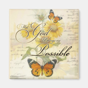 Mit Gott Sonnenblumen und Schmetterling Magnet