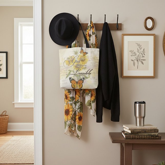 Mit Gott Sonnenblumen und Schmetterling Tasche (Von Creator hochgeladen)