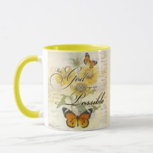 Mit Gott Sonnenblumen und Schmetterling Tasse