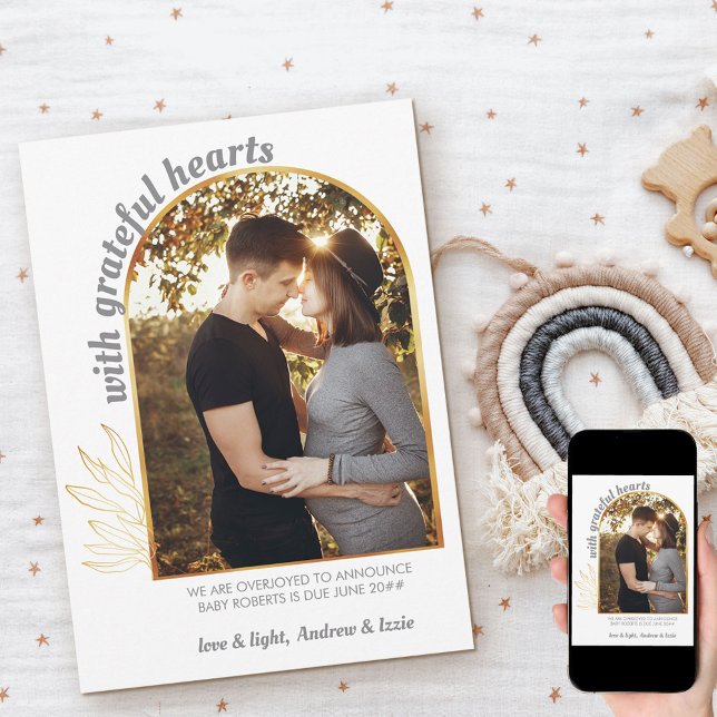 Mit Grateful Hearts Gold Arch Foto Grau Gold Ankündigung (Von Creator hochgeladen)