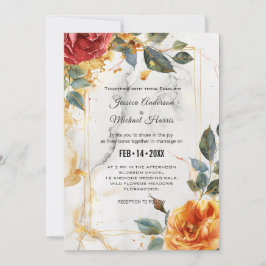 Mit Hochzeitsdetails Marmorträume: orange Rose Einladung
