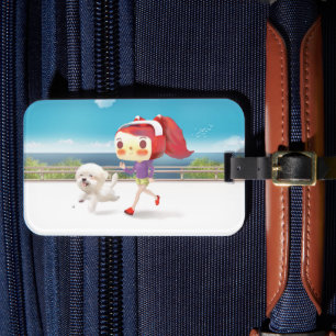 Mit Hund am Meer laufen Gepäckanhänger