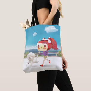 Mit Hund am Meer laufen Tasche