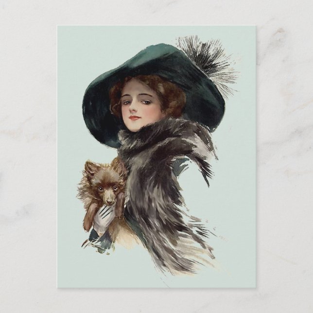 Mit ihrem Hund Postkarte (Vorderseite)