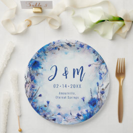 💍 Mit Initialen Cornblumen und Lavender Elegance Pappteller