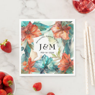 💗 mit Initialen Wedding Hibiskus Serenade Paradie Serviette