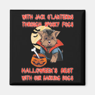 Mit Jack O Lanterns durch spookige Nebel lustig Magnet