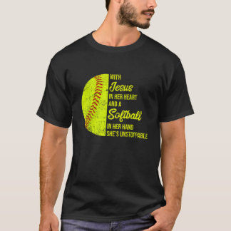 Mit Jesus im Herzen Softball T-Shirt