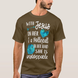 Mit Jesus in ihrem Herzen Christliche Volleyball T-Shirt