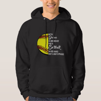 Mit Jesus in ihrem Herzen ein Softball in ihren Hä Hoodie