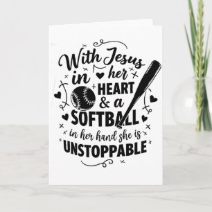 Mit Jesus in ihrem Herzen und einem Softball ist s Karte
