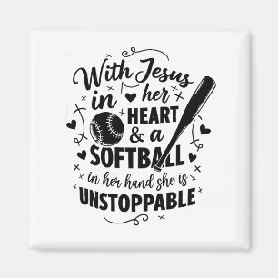 Mit Jesus in ihrem Herzen und einem Softball ist s Magnet