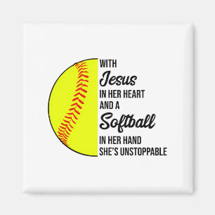 Mit Jesus in ihrem Herzen und einem Softball ist s Magnet