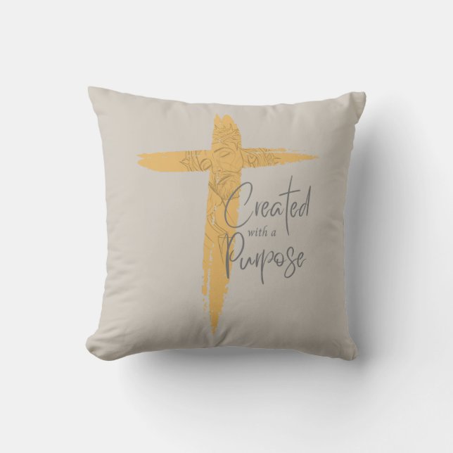 Mit Jesus kreiertes Gold-Kreuz Kissen (Vorderseite)
