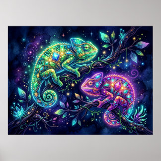 Mit Juwelen besetztes Chamäleon-Design-Wandposter Poster