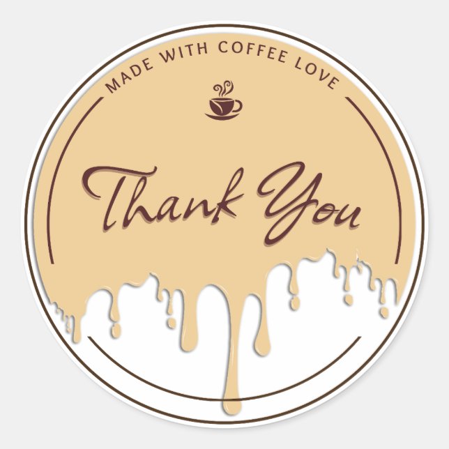 Mit Kaffee Liebe Gemacht Danke Aufkleber (Vorderseite)